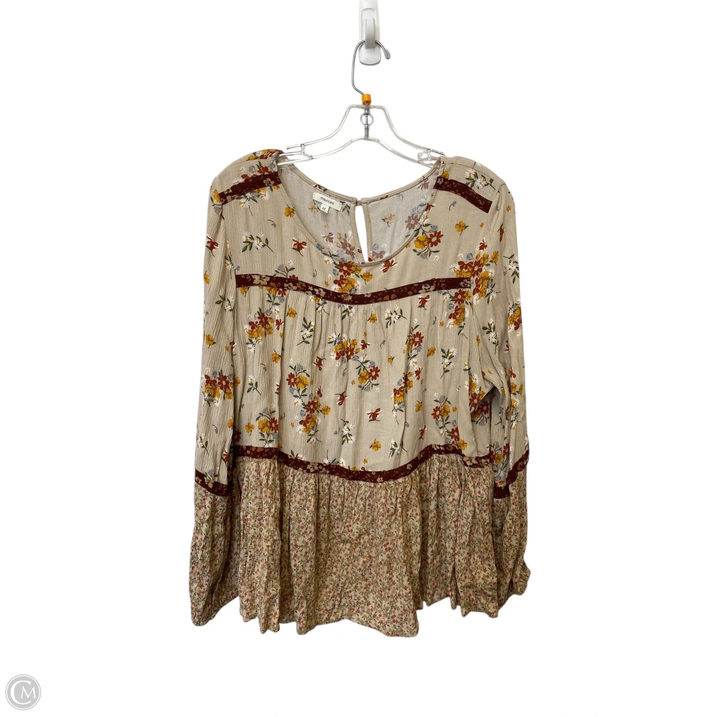 Top Long Sleeve By Maurices In Floral Print, Size: Xl