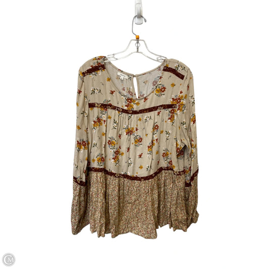 Top Long Sleeve By Maurices In Floral Print, Size: Xl