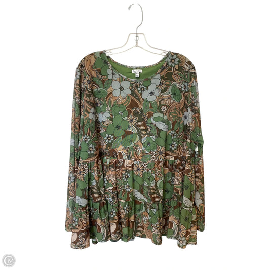 Top Long Sleeve By Love Fire In Floral Print, Size: 3x