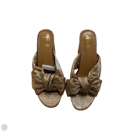 Sandals Heels Block By Lulus In Gold, Size: 7