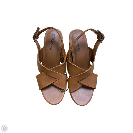 Sandals Heels Wedge By No Boundaries In Brown, Size: 10