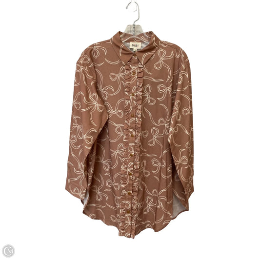 Tunic Long Sleeve By Bibi In Brown, Size: S