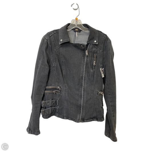 Jacket Denim By Free People In Black Denim, Size: 8