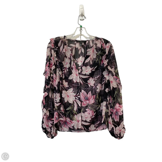 Top Long Sleeve By White House Black Market In Floral Print, Size: Xs