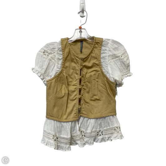 Top Short Sleeve By Anthropologie In Tan, Size: Xs