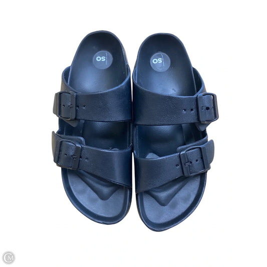 Sandals Flats By So In Black, Size: 9