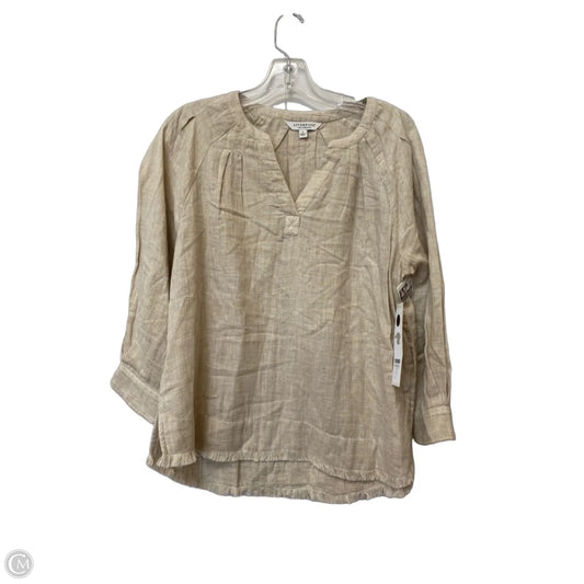 Top Long Sleeve By Liverpool In Tan, Size: S