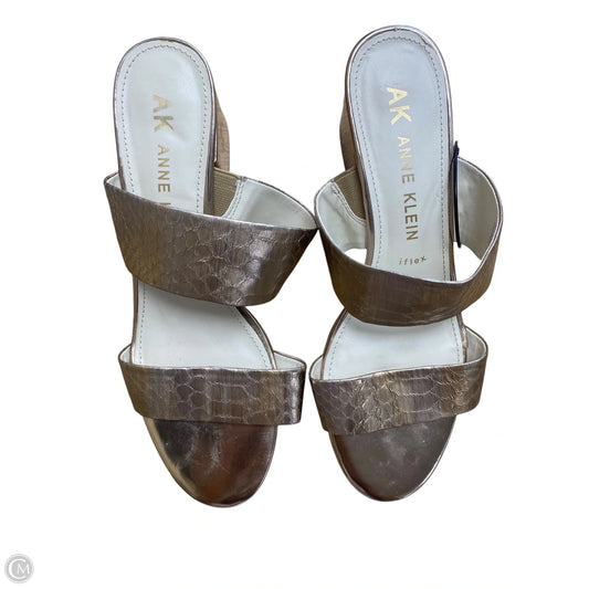 Sandals Heels Block By Anne Klein In Gold, Size: 8