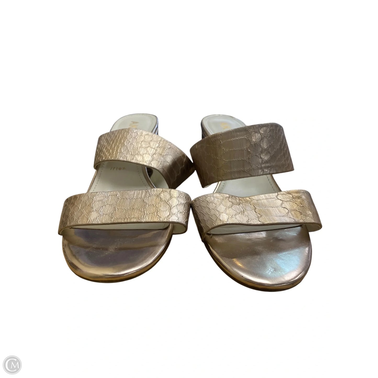 Sandals Heels Block By Anne Klein In Gold, Size: 8