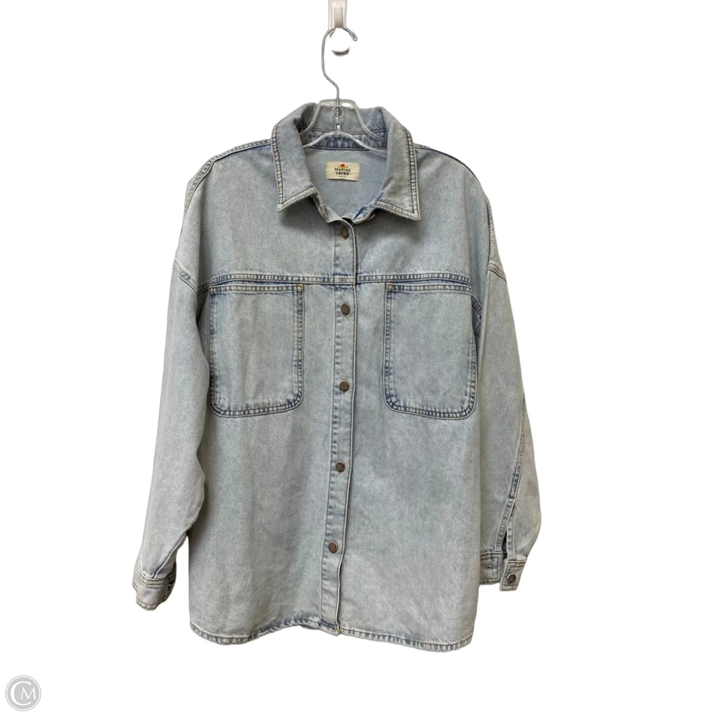 Jacket Denim By Marine Layer In Blue Denim, Size: M