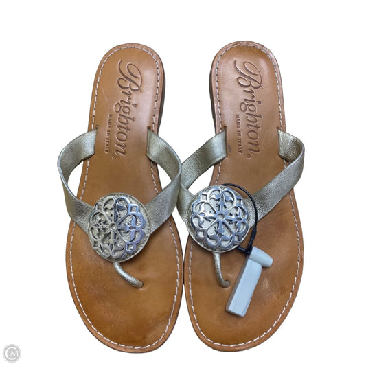 Sandals Flip Flops By Brighton In Gold, Size: 9.5