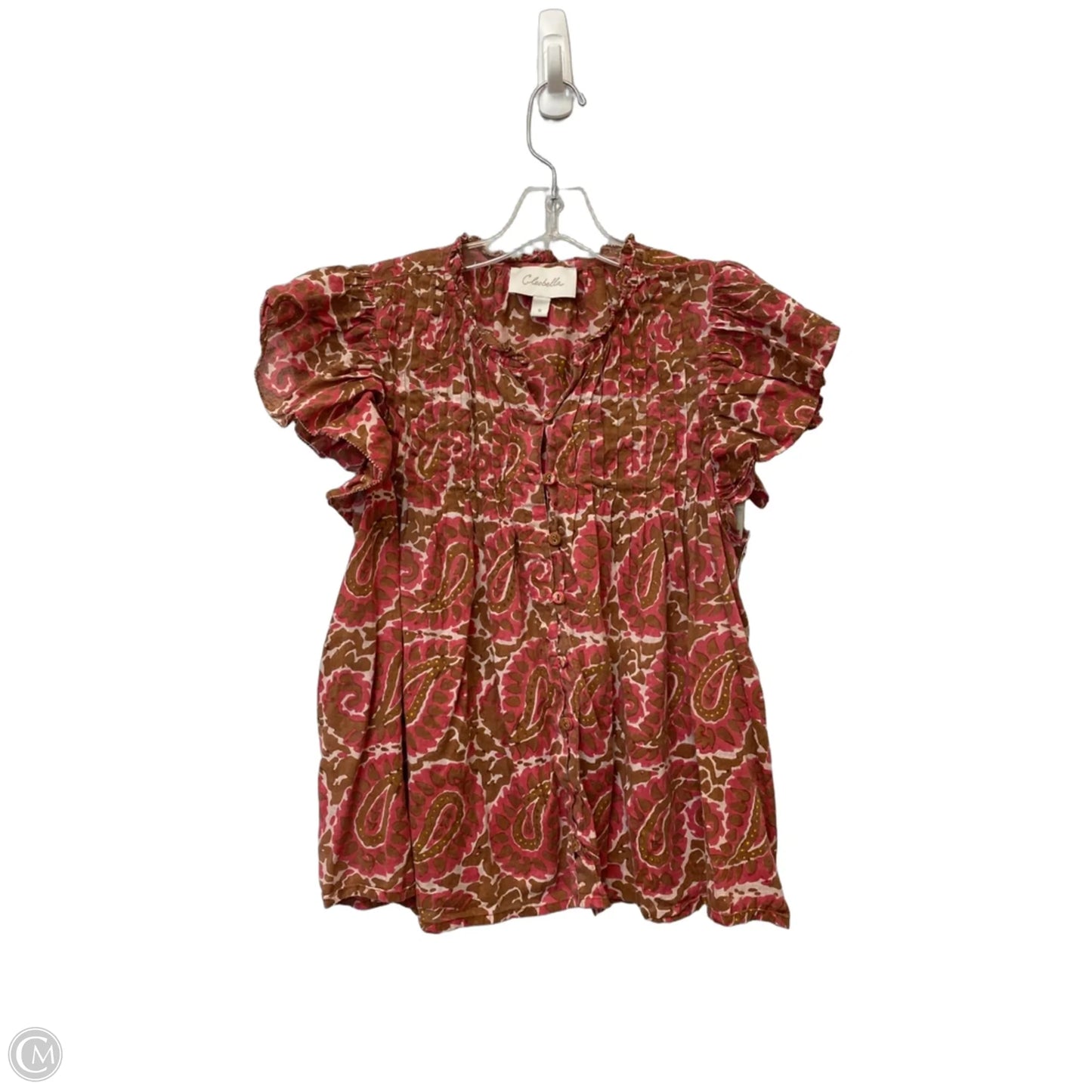 Top Short Sleeve By Cleobella In Brown & Pink, Size: S