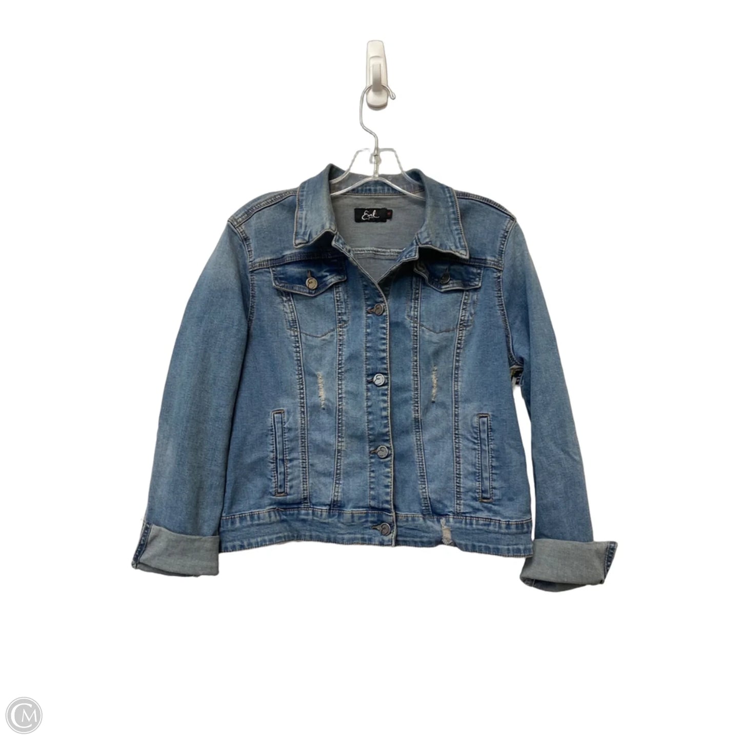 Jacket Denim By Earl Jean In Blue Denim, Size: M