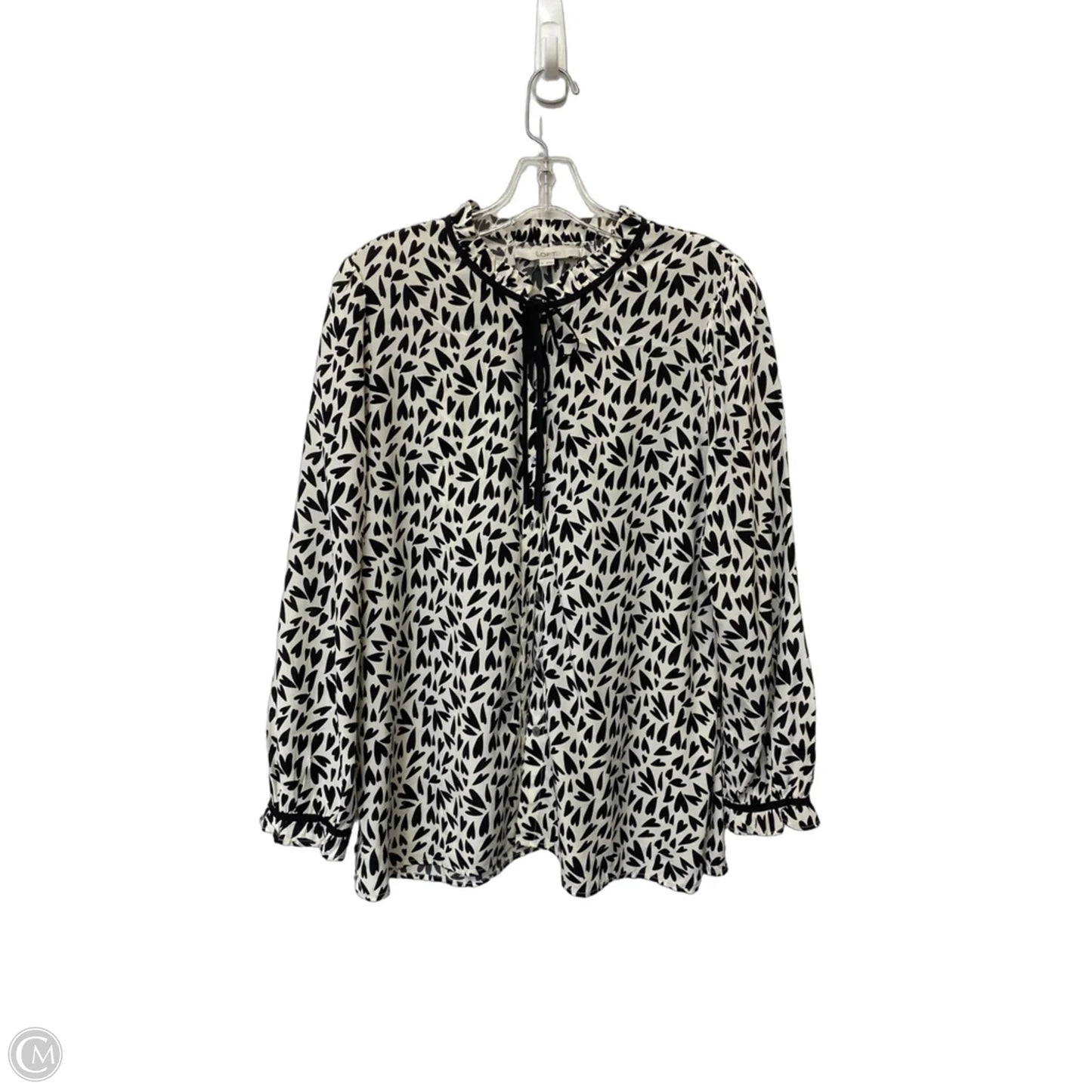 Top Long Sleeve By Loft In Black & Cream, Size: M