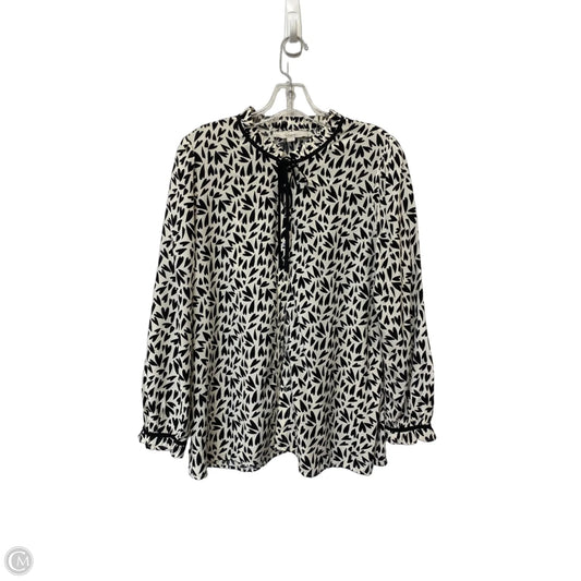 Top Long Sleeve By Loft In Black & Cream, Size: M