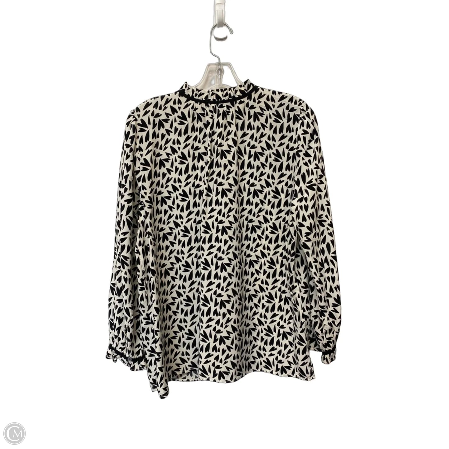 Top Long Sleeve By Loft In Black & Cream, Size: M