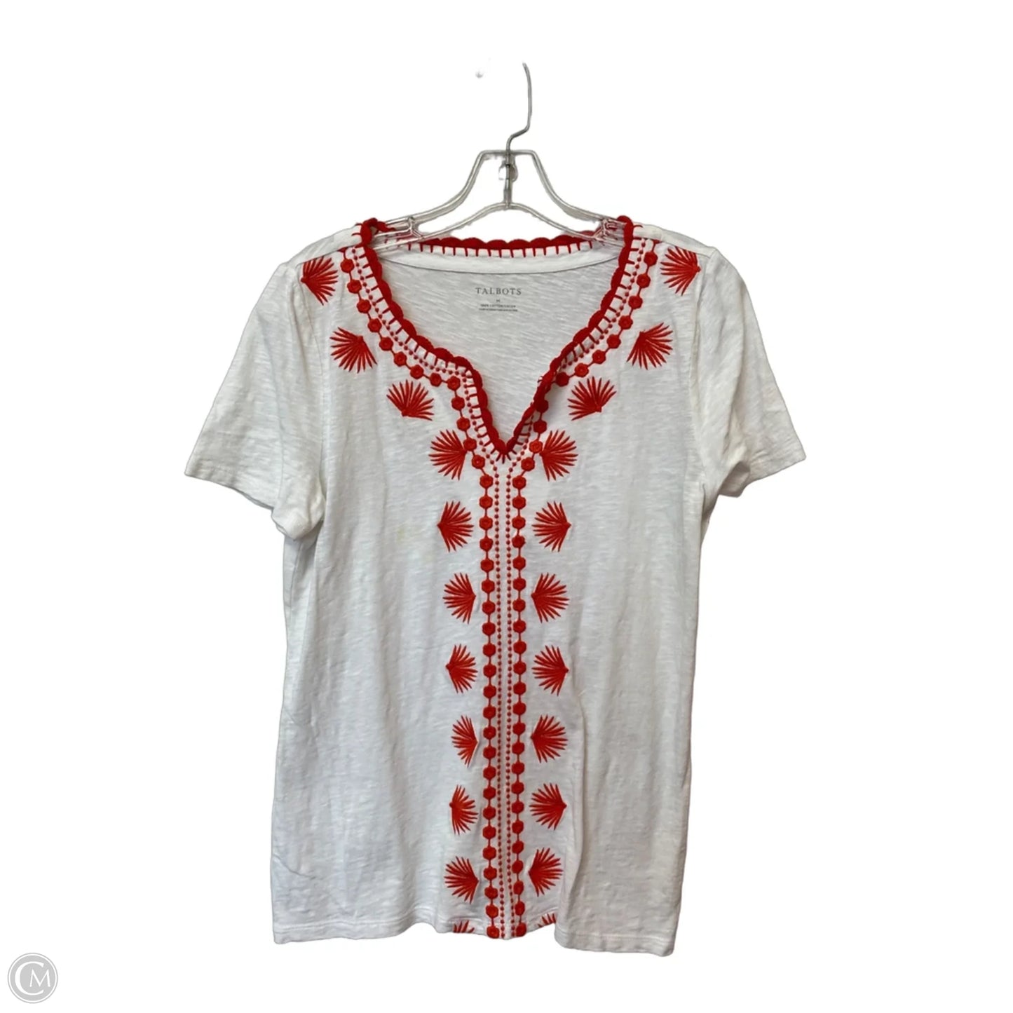 Top Short Sleeve By Talbots In White, Size: M