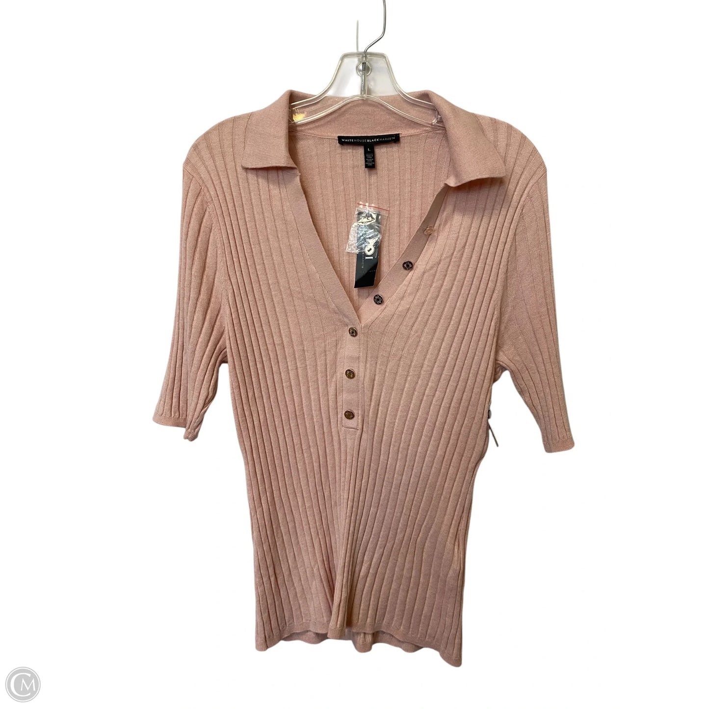 Top Short Sleeve By White House Black Market In Pink, Size: L