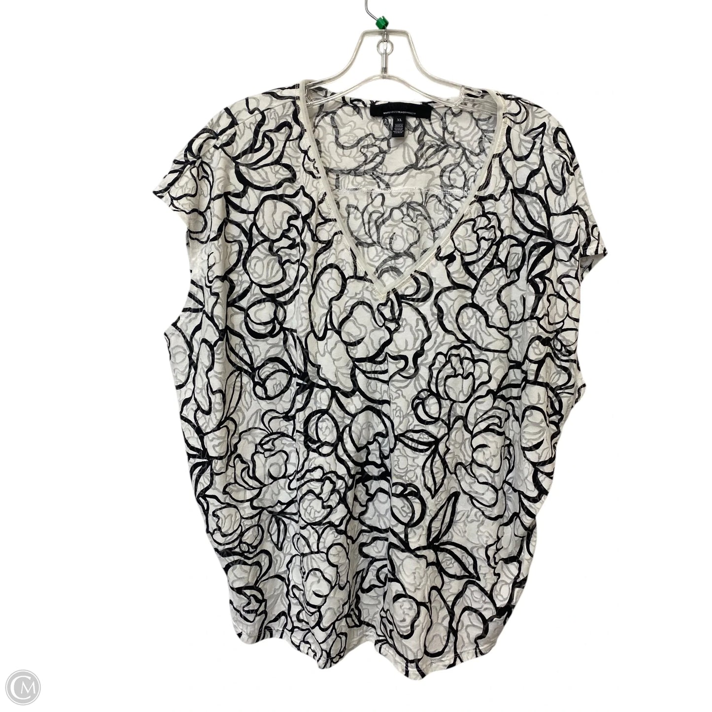 Top Short Sleeve By White House Black Market In Floral Print, Size: Xl