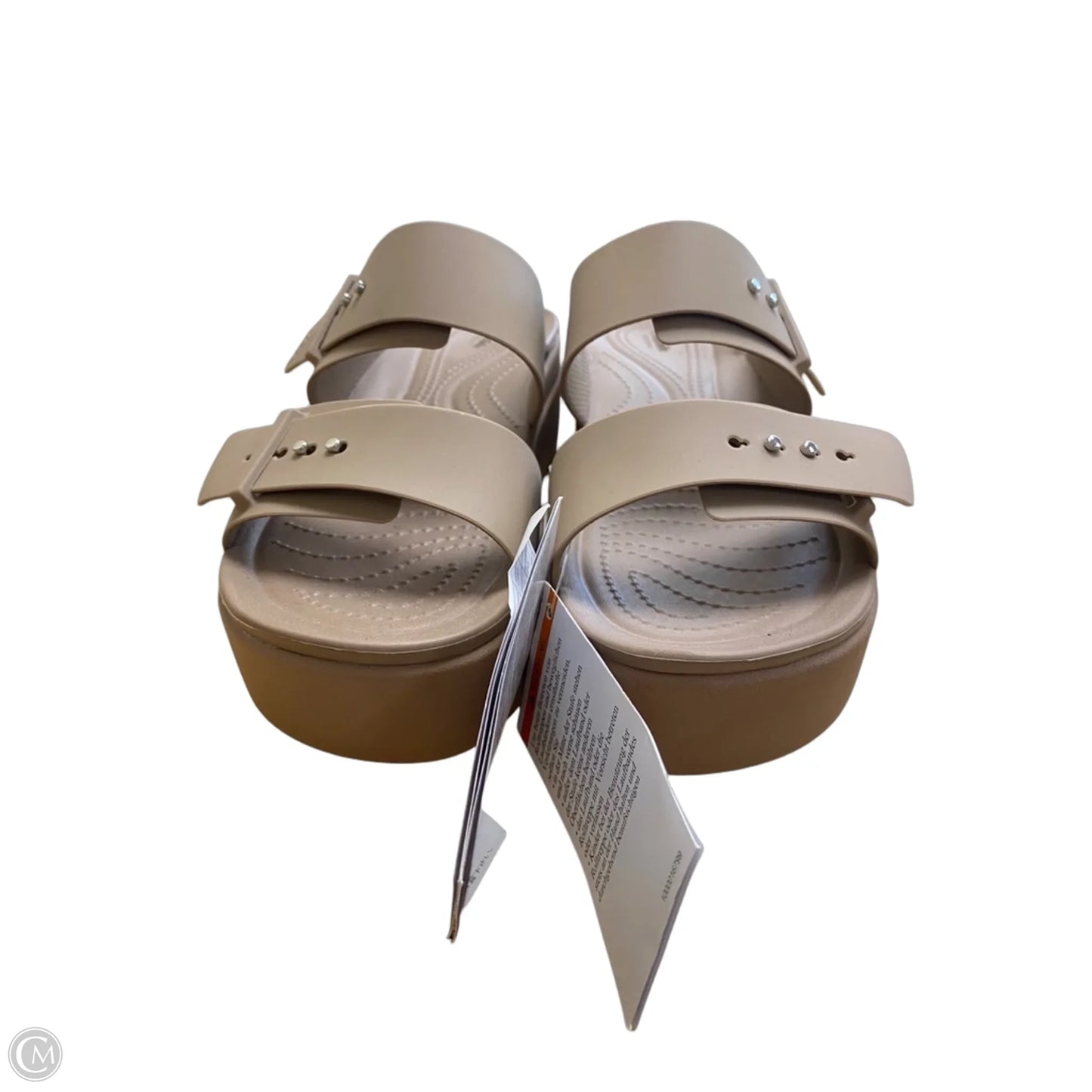 Sandals Heels Platform By Crocs In Tan, Size: 9