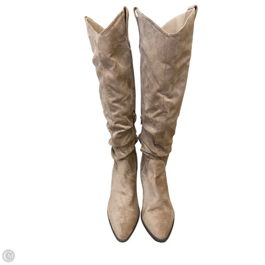 Boots Mid-calf Heels By Cme In Tan, Size: 9.5