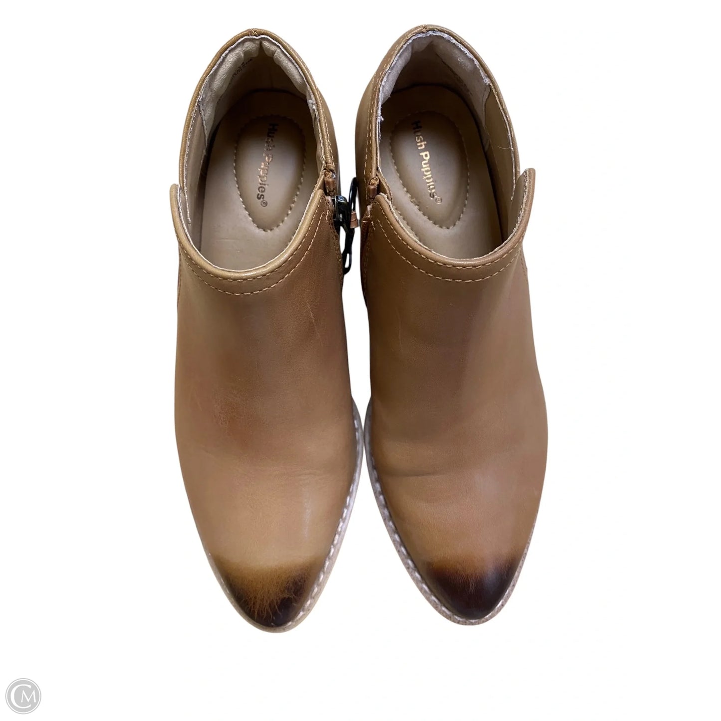 Boots Ankle Heels By Hush Puppies In Tan, Size: 6.5