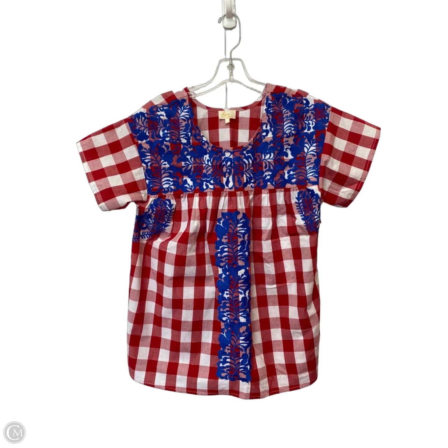 Top Short Sleeve By Clothes Mentor In Checkered Pattern, Size: L