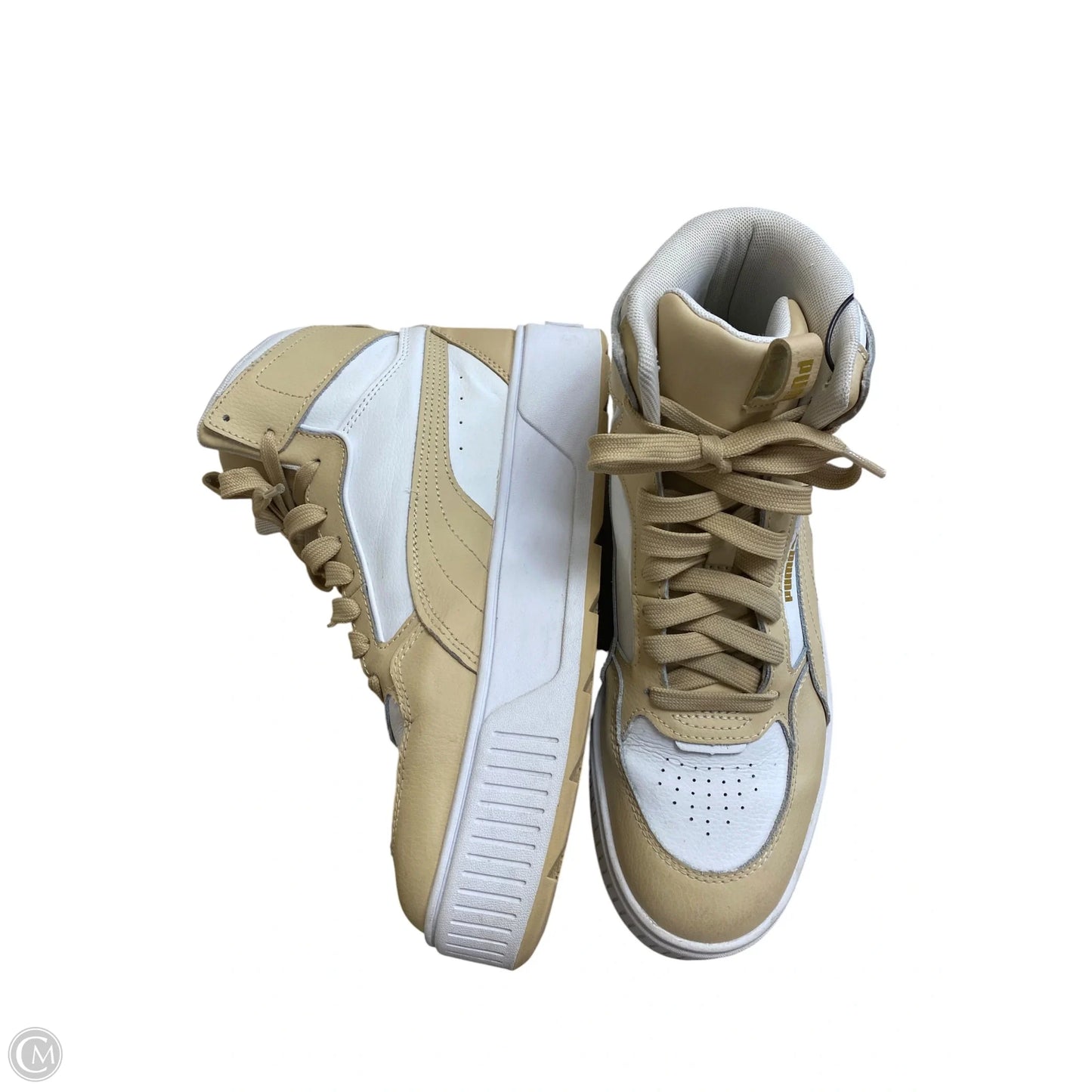 Shoes Sneakers By Puma In Tan & White, Size: 9.5