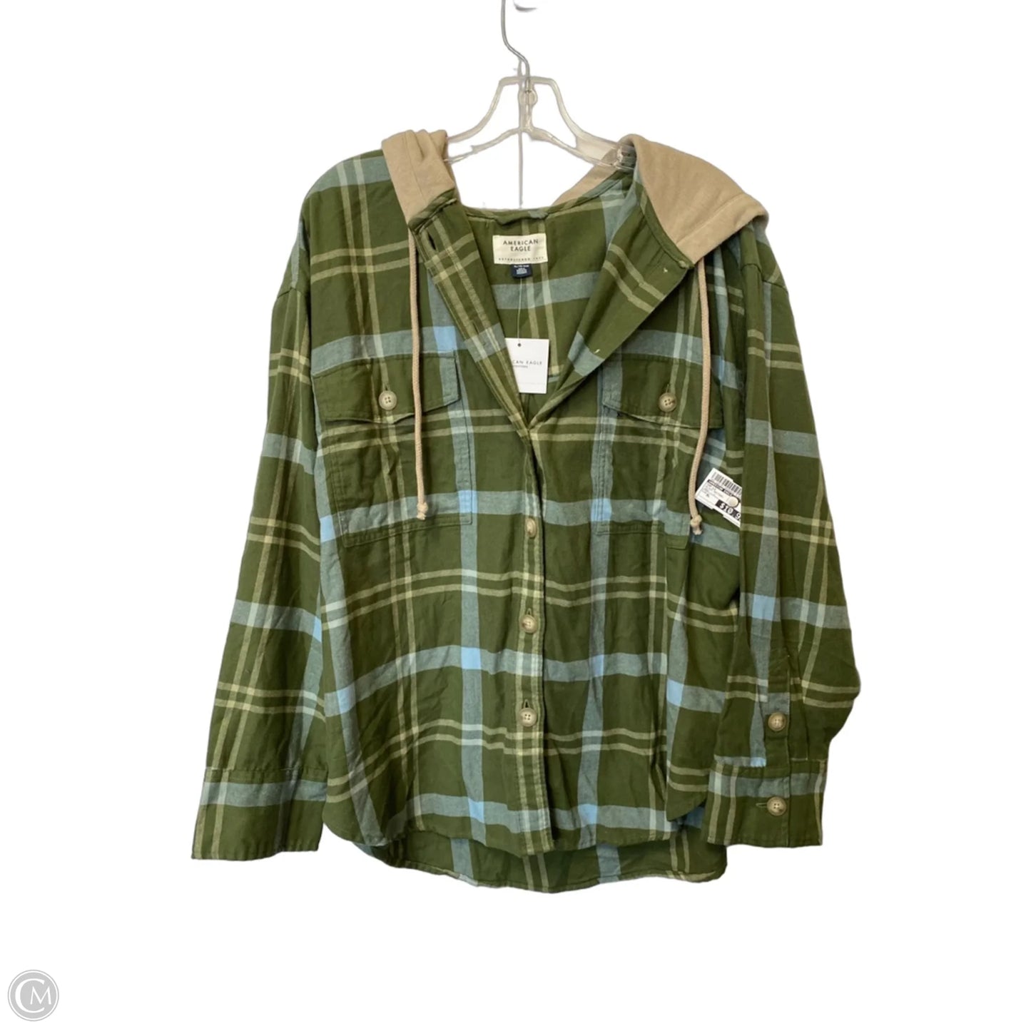 Top Long Sleeve By American Eagle In Plaid Pattern, Size: Xl