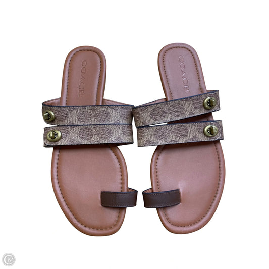 Sandals Designer By Coach In Tortoise Shell Print, Size: 7.5
