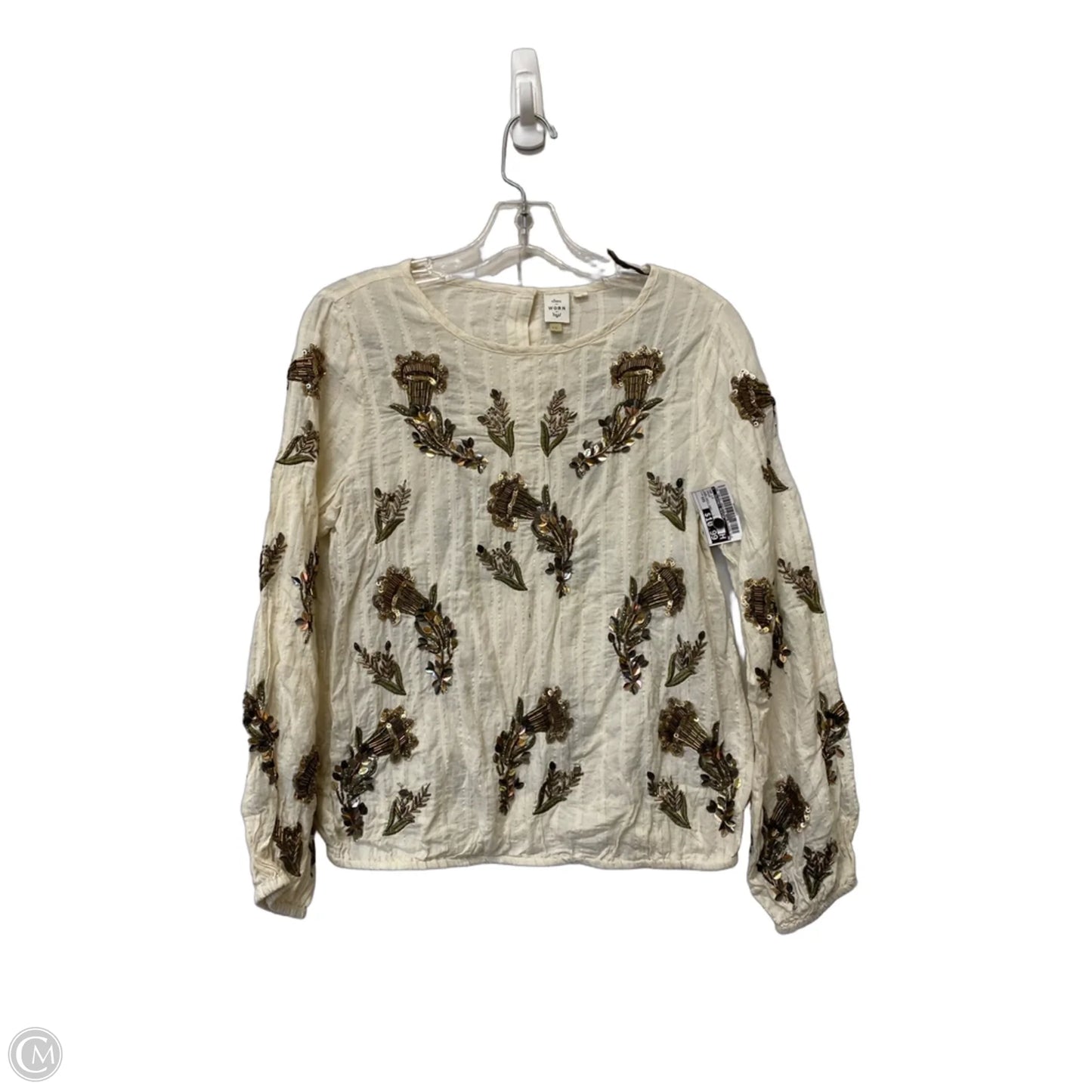 Top Long Sleeve By Clothes Mentor In Cream, Size: Xxs
