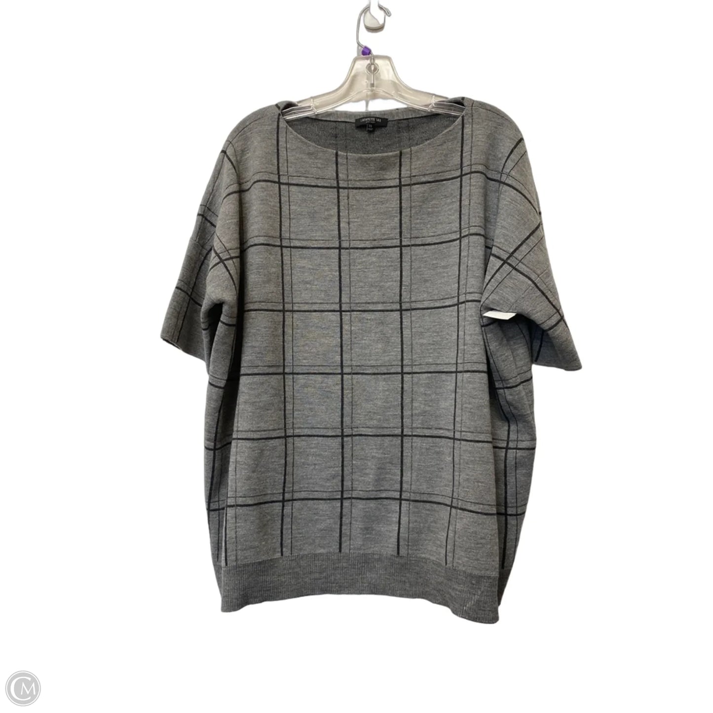 Top Short Sleeve Designer By Lafayette 148 In Grey, Size: L