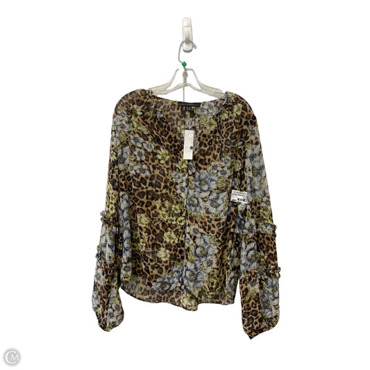 Top Long Sleeve By White House Black Market In Animal Print, Size: L