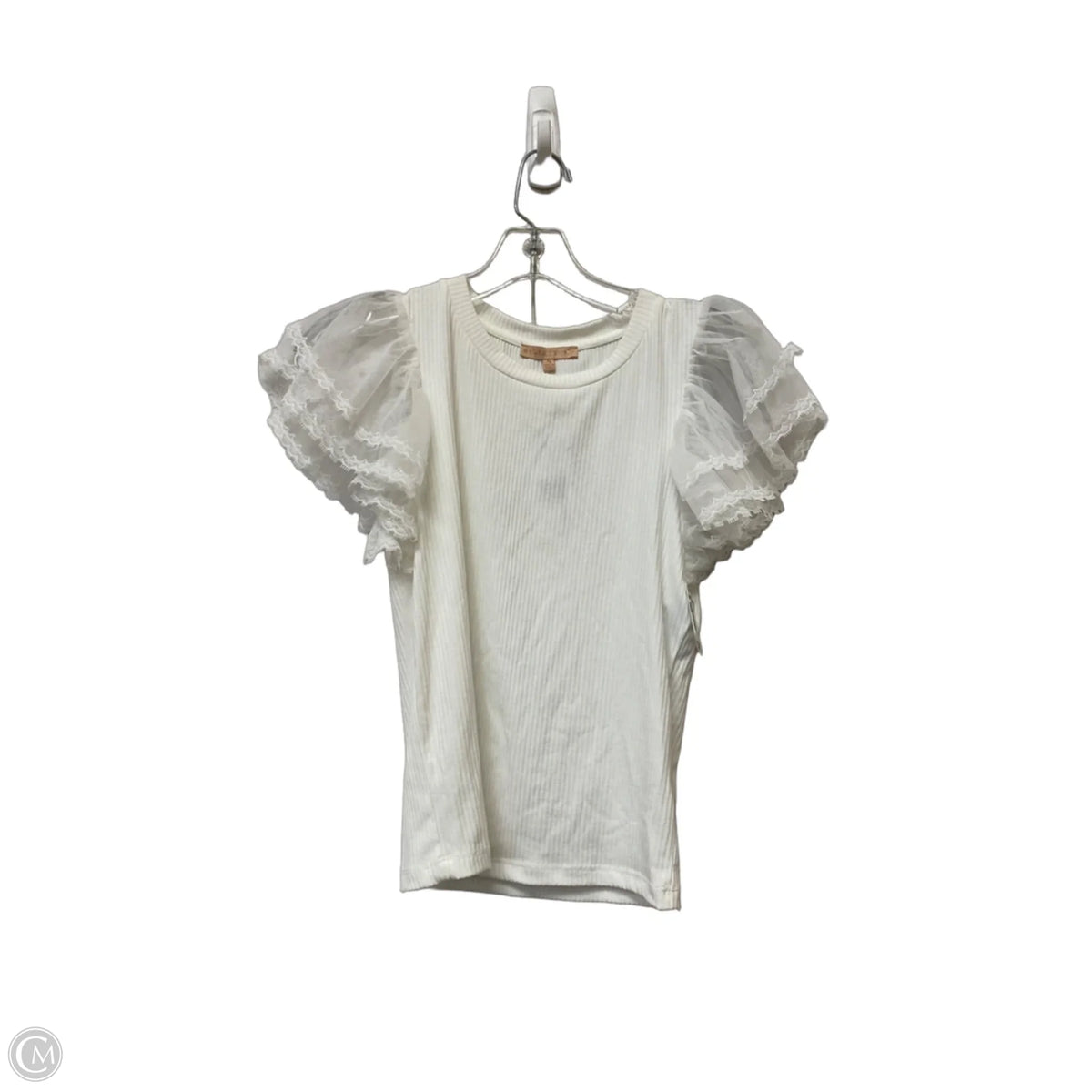 Top Short Sleeve By Evolution In White, Size: M