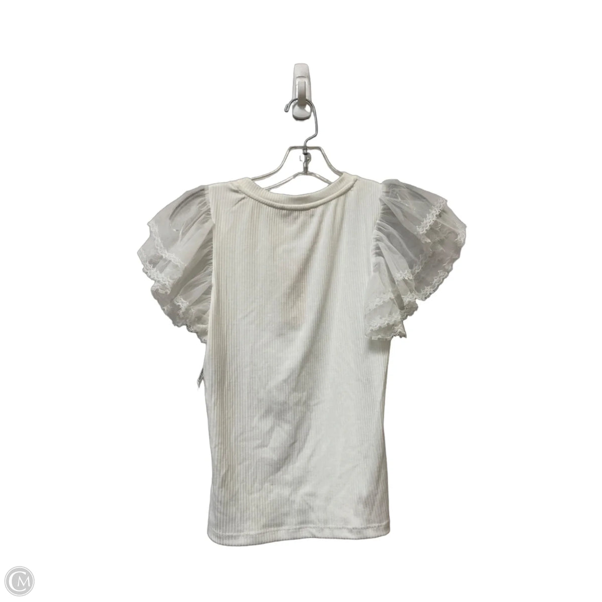 Top Short Sleeve By Evolution In White, Size: M