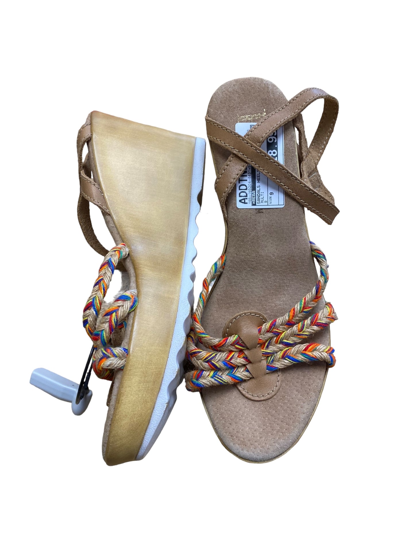 Multi-colored Sandals Heels Wedge Reba, Size 9