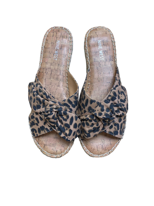 Animal Print Sandals Flats Nine West, Size 9