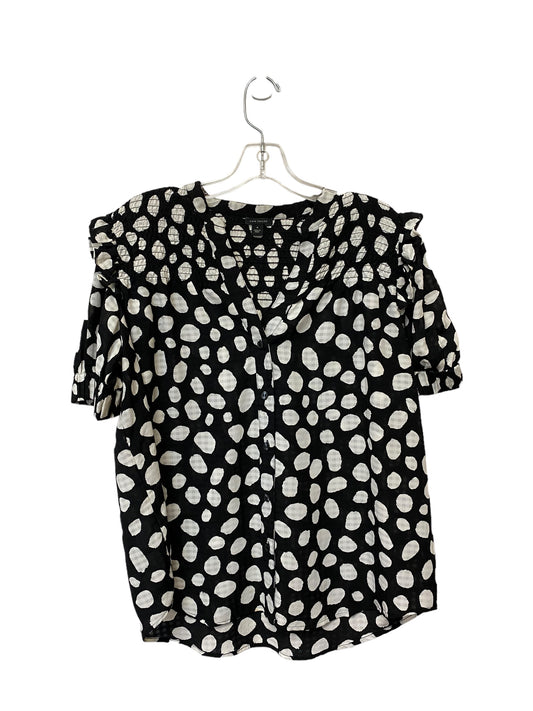 Black & White Top Short Sleeve Ann Taylor, Size M