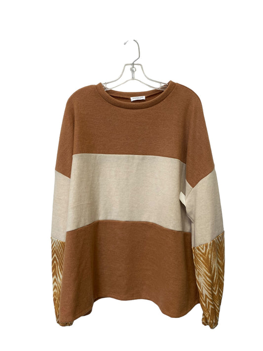 Brown & Cream Sweatshirt Crewneck Chicsoul, Size 3x