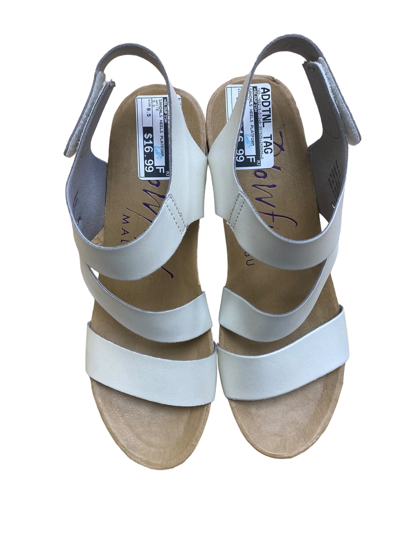 White Sandals Heels Platform Blowfish, Size 9.5