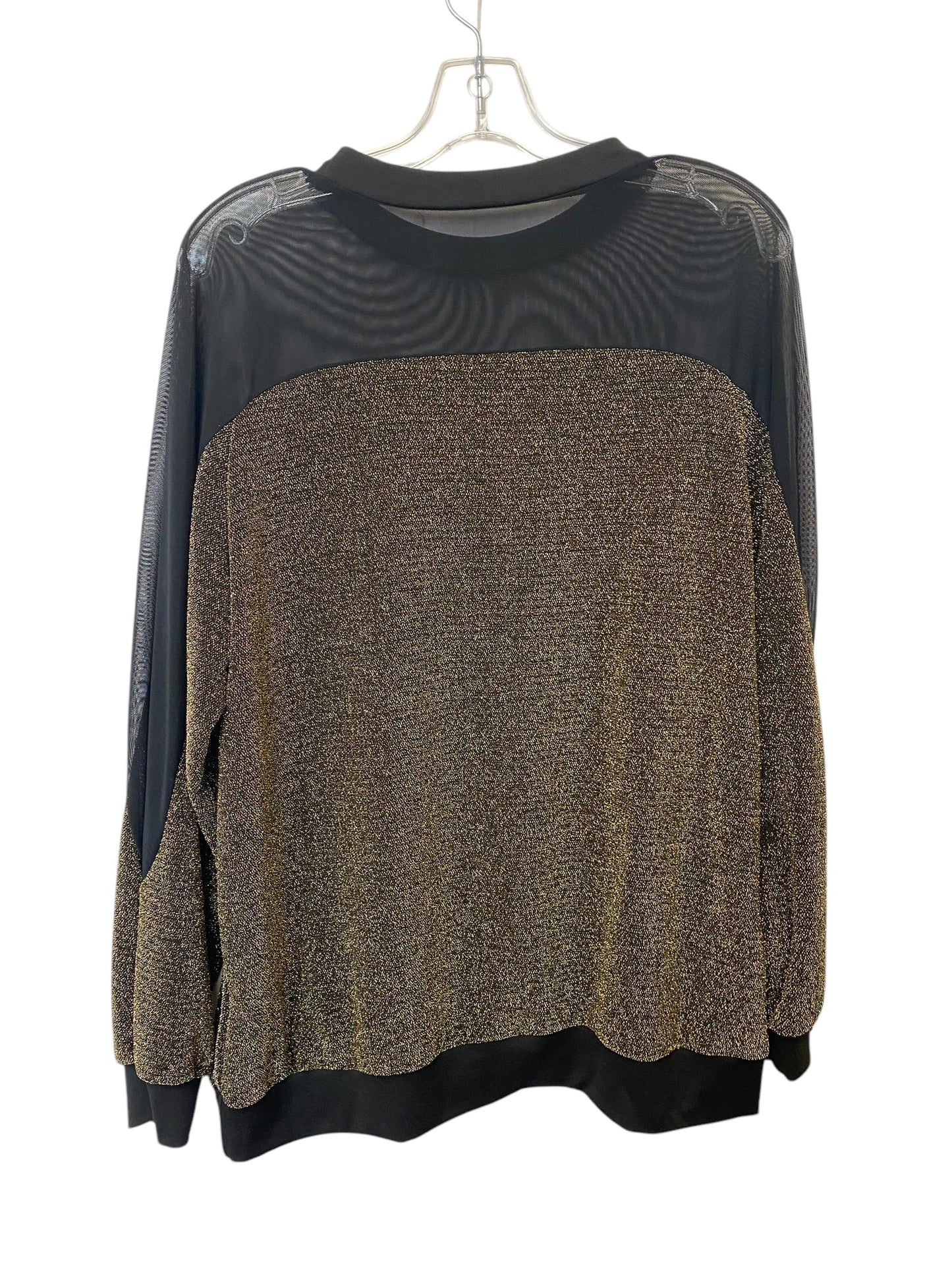 Top Long Sleeve By Shein In Black & Gold, Size: 1x