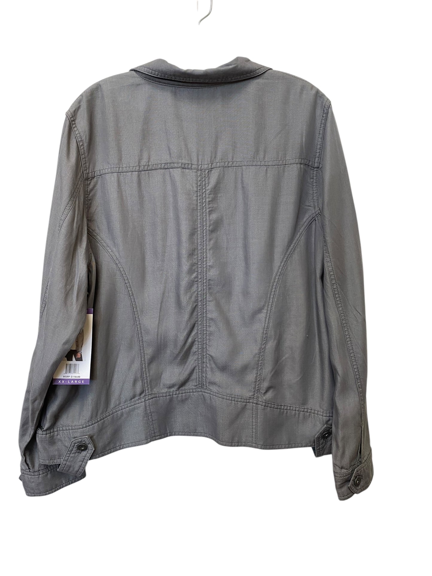 Top Long Sleeve By Tahari By Arthur Levine In Grey, Size: Xxl