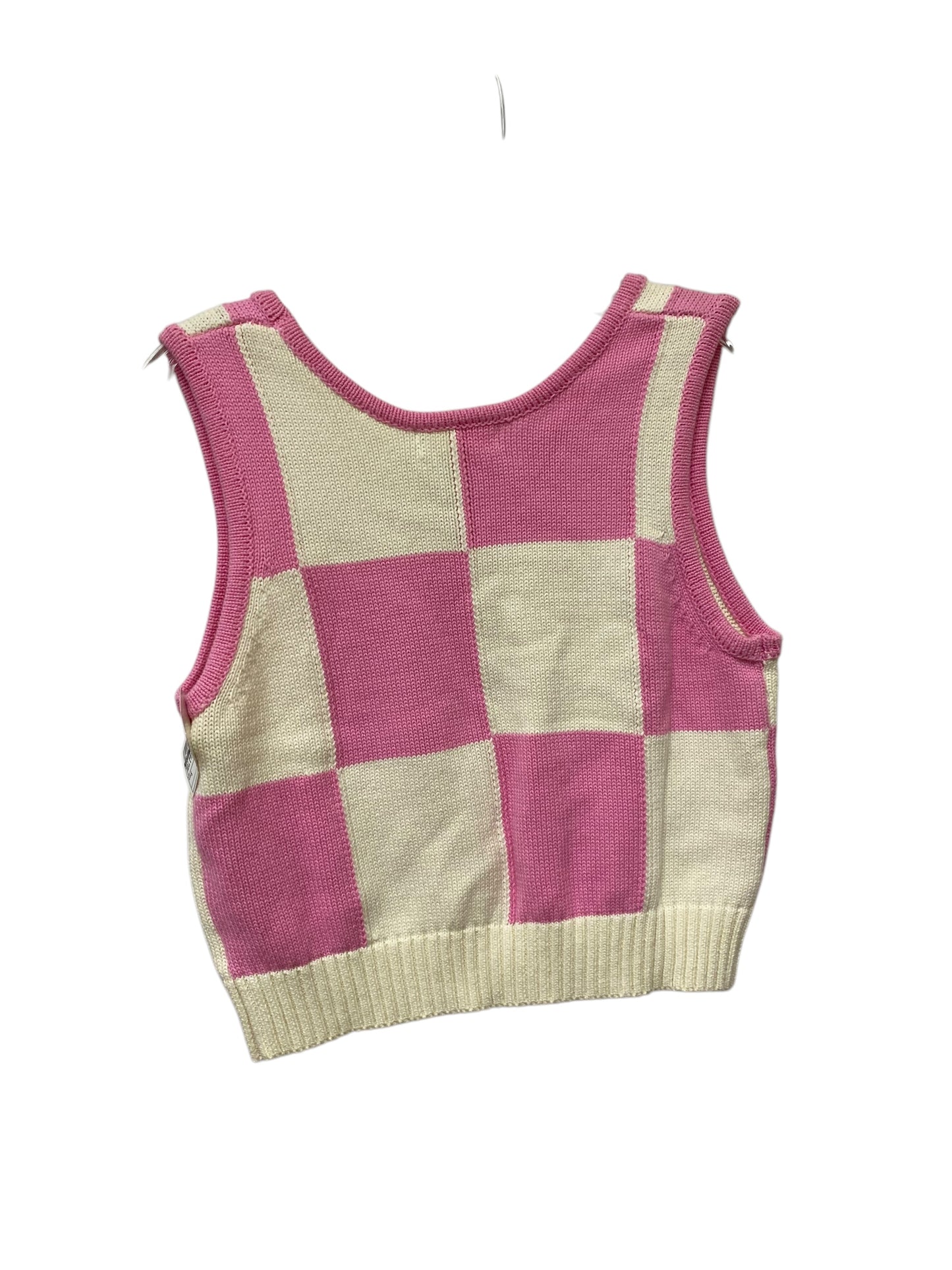 Vest Sweater By Entro In Cream & Pink, Size: S