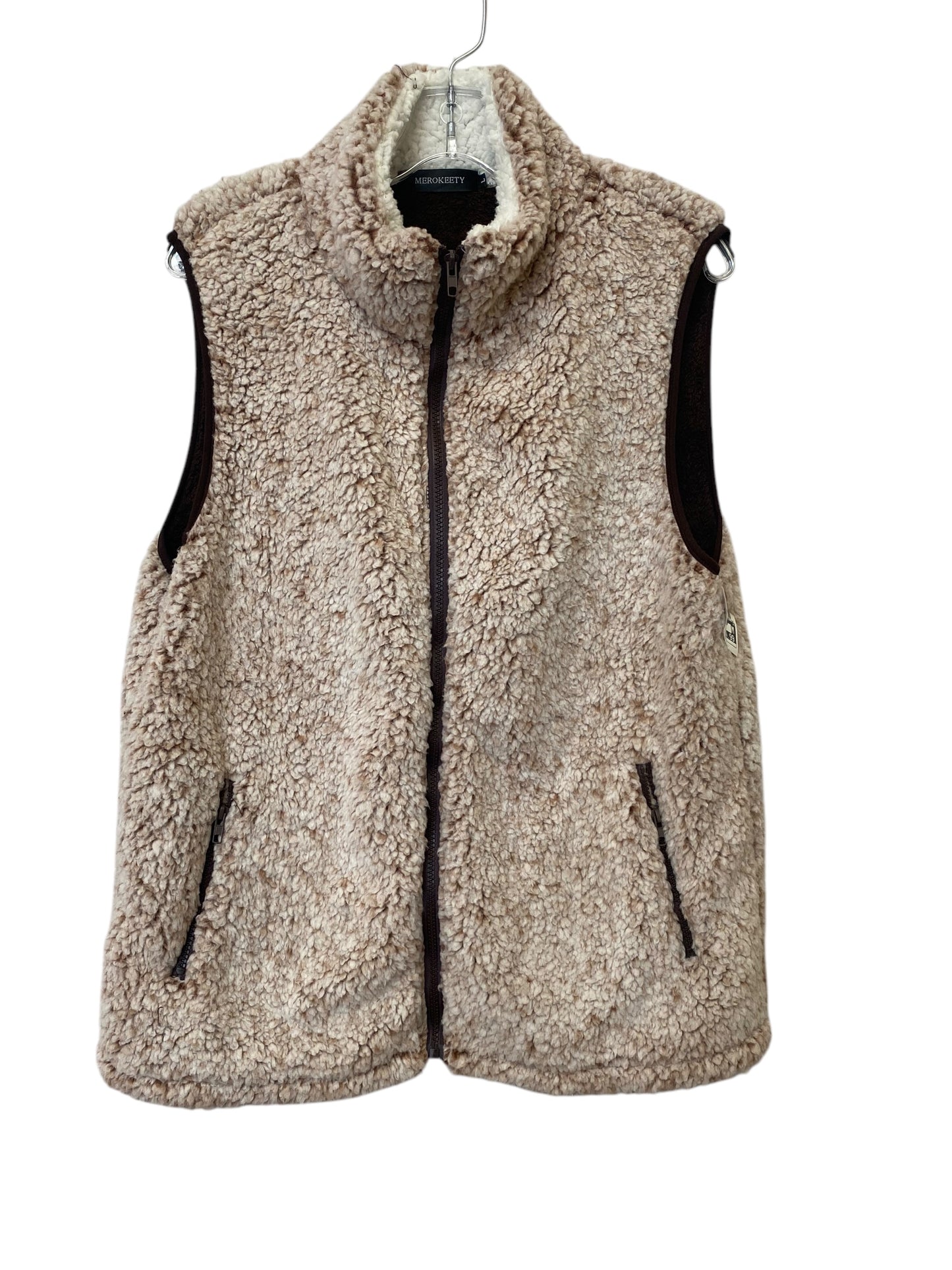 Vest Faux Fur & Sherpa By Clothes Mentor In Brown, Size: L