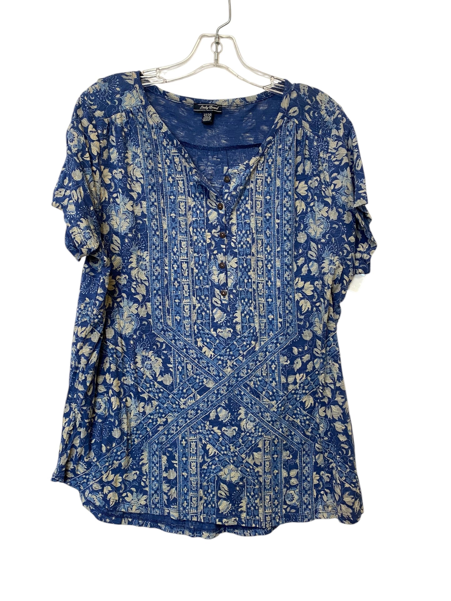 Top Short Sleeve By Lucky Brand In Blue, Size: 1x