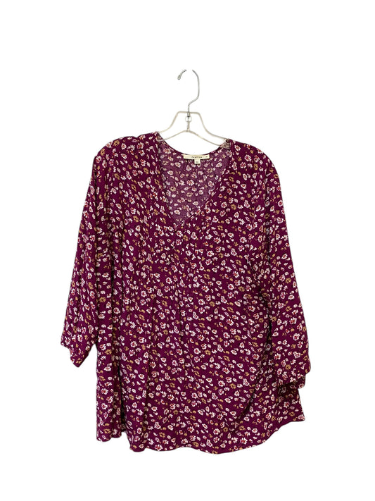 Top Long Sleeve By Fun 2 Fun In Purple, Size: 2x