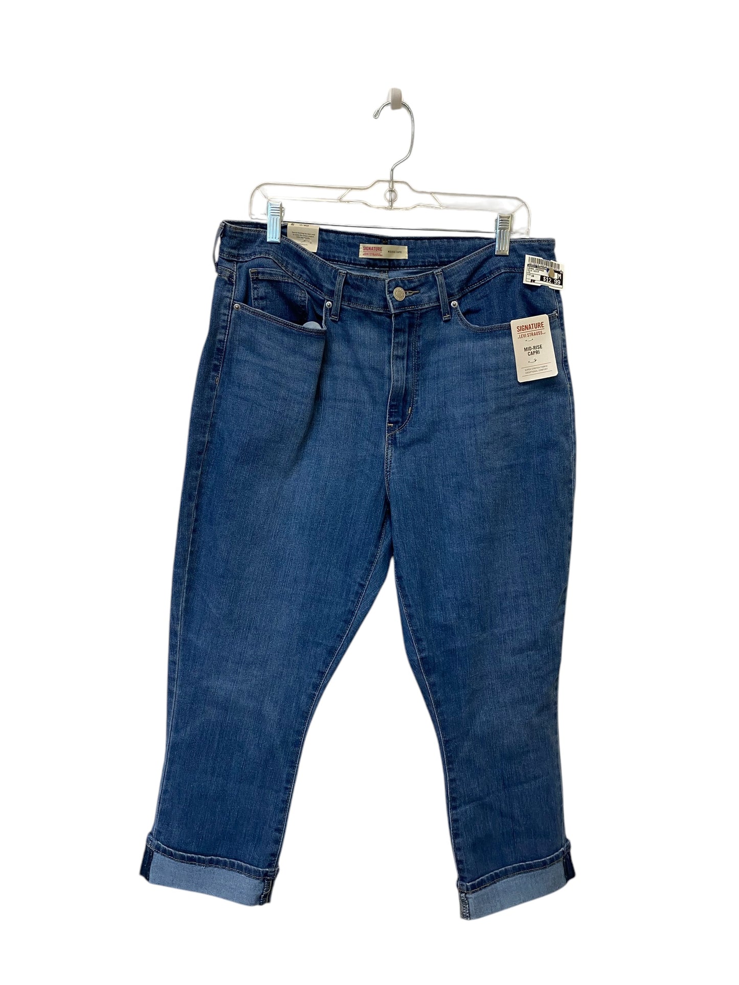 Jeans Cropped By Levis Signature In Blue Denim, Size: 16