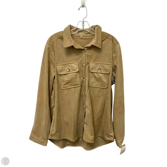 Jacket Shirt By Democracy In Tan, Size: M