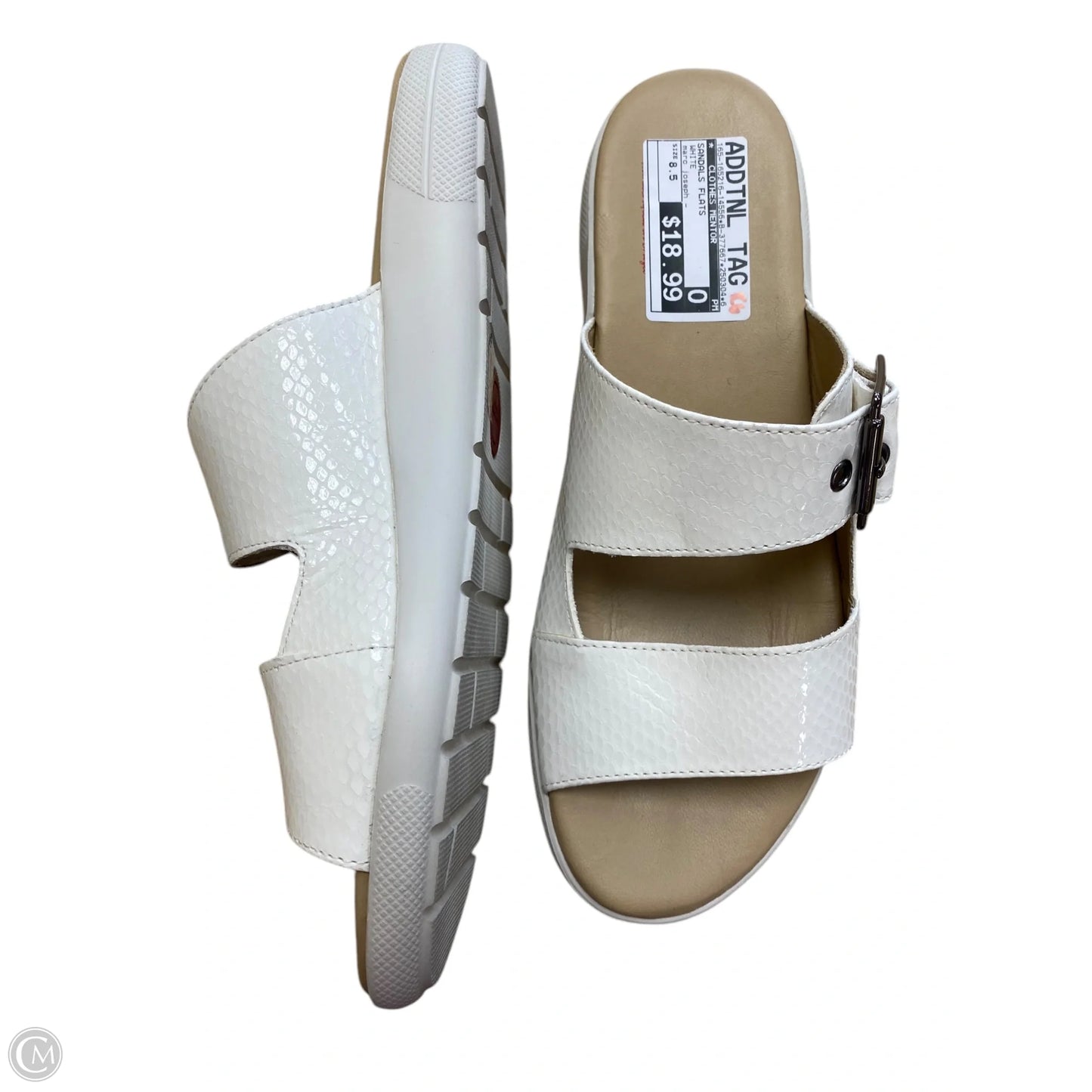 Sandals Flats By Clothes Mentor In White, Size: 8.5