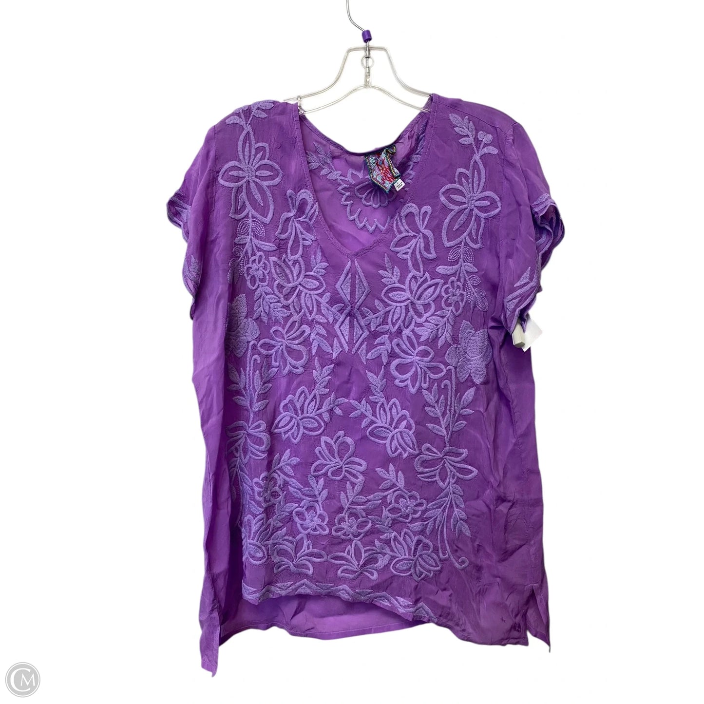 Top Short Sleeve By Johnny Was In Purple, Size: L